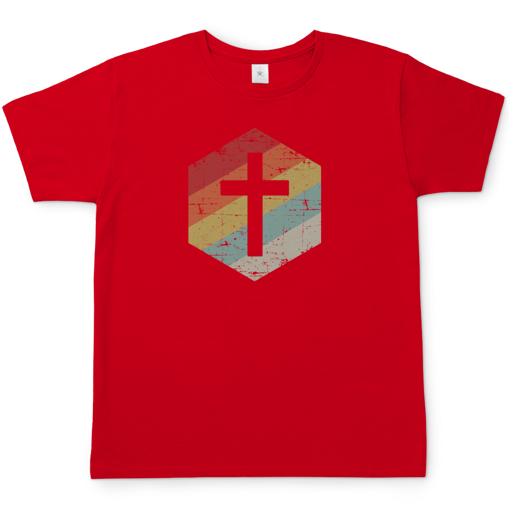 Retro Kreuz christliches Herren T-Shirt