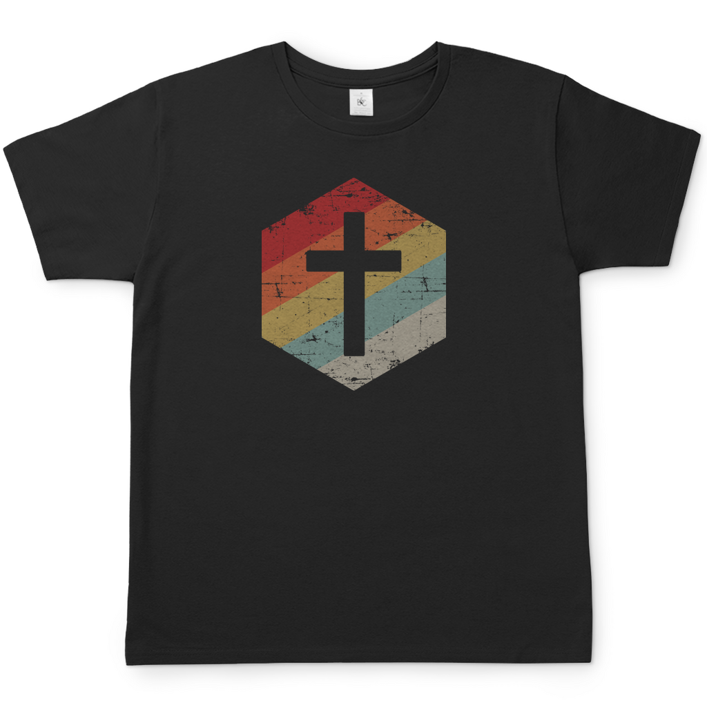 Retro Kreuz christliches Herren T-Shirt