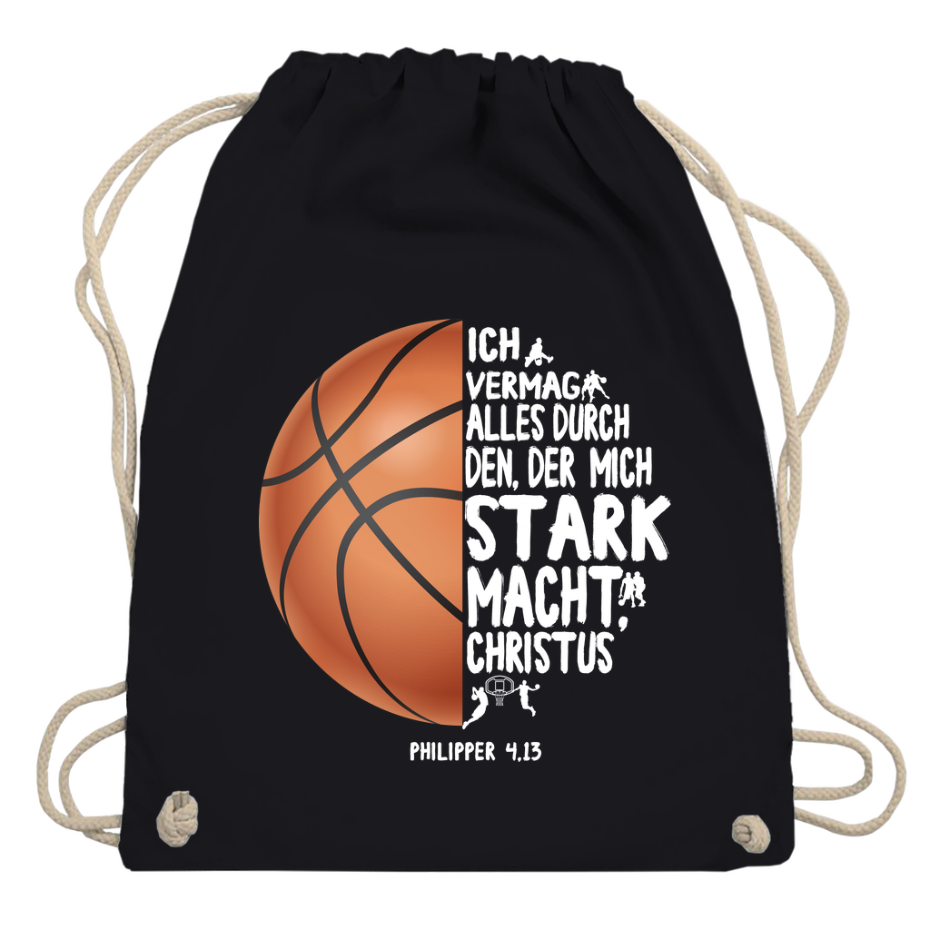 Ich bin stark durch Christus Philipper 4,13 Basketball christlicher Turnbeutel