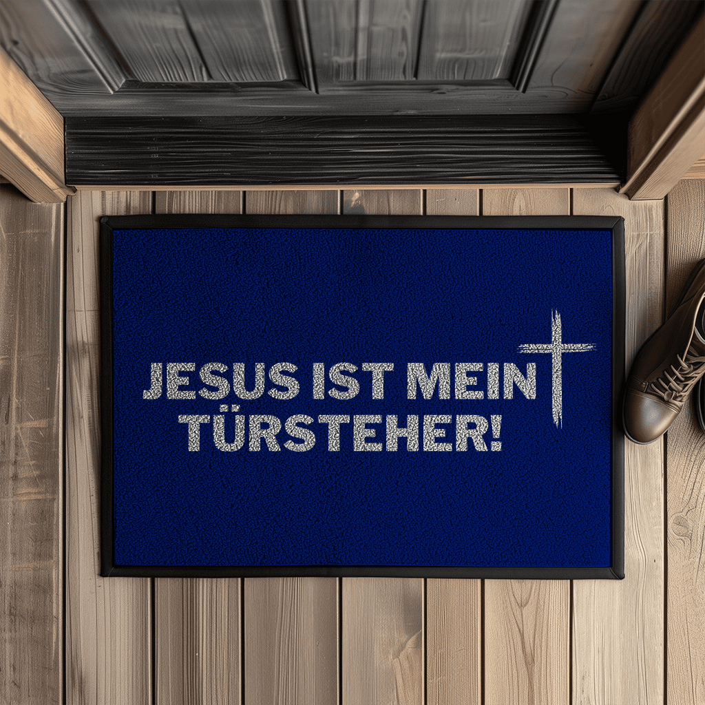 Jesus mein Türsteher christliche Fußmatte mit Gummirand