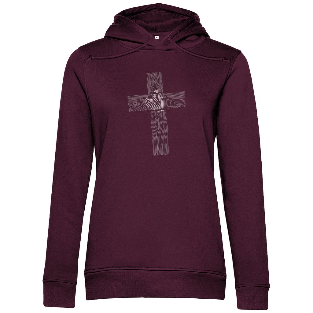 Kreuz mit Herz Damen Premium Bio Hoodie