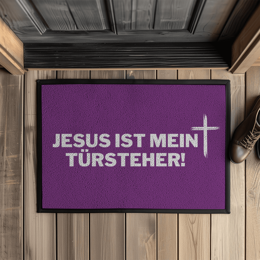 Jesus mein Türsteher christliche Fußmatte mit Gummirand