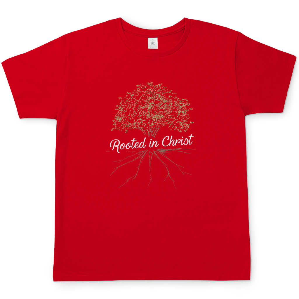 Rooted in Christ christliches Herren T-Shirt