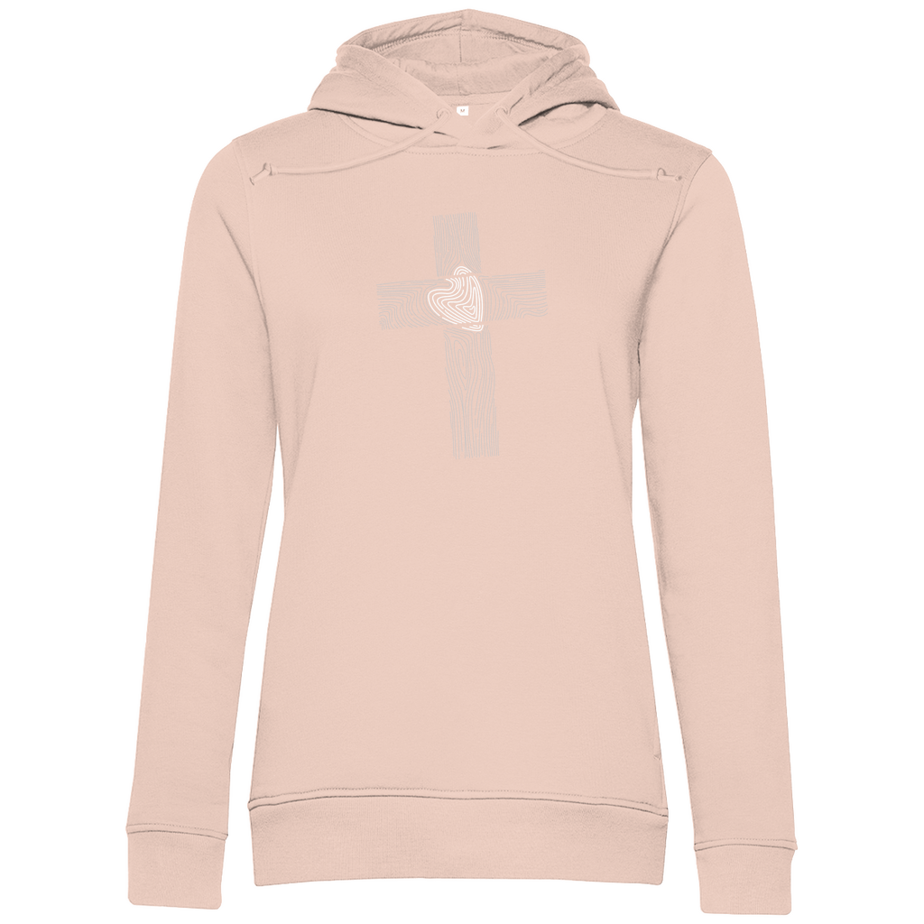 Kreuz mit Herz Damen Premium Bio Hoodie