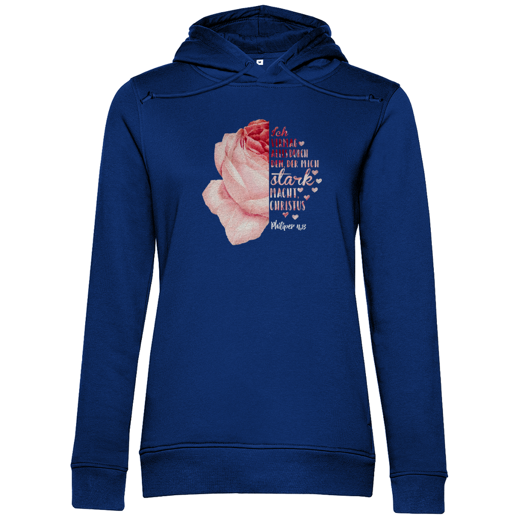 Ich bin stark durch Christus Philipper 4,13 Rose Damen Premium Bio Hoodie