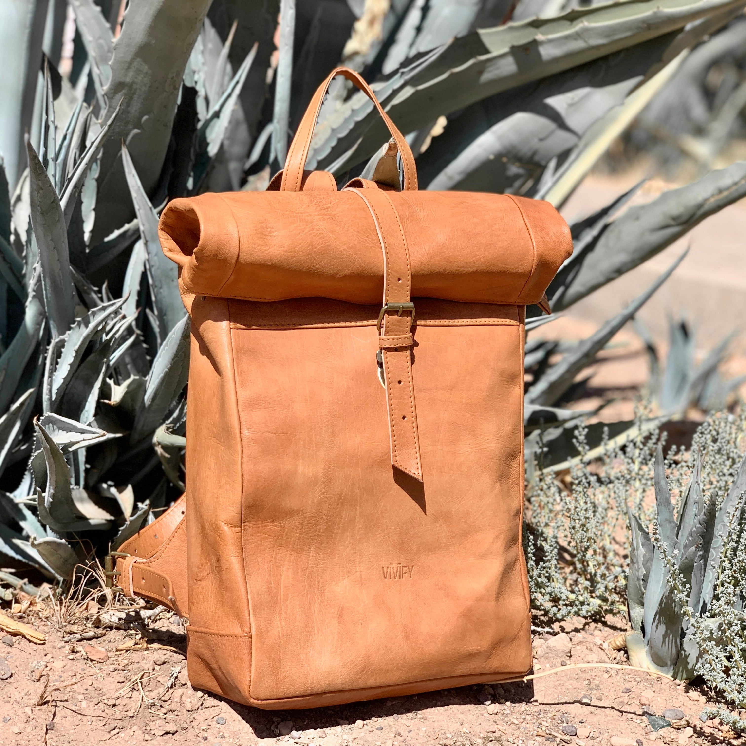 Marrakesch Rolltop-Lederrucksack – Handgefertigter Begleiter für Stadt und Natur