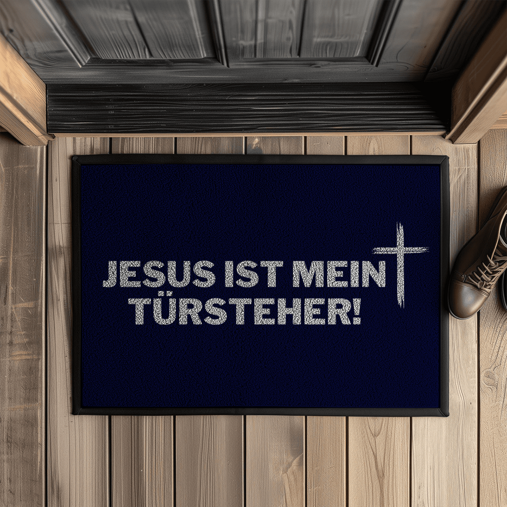 Jesus mein Türsteher christliche Fußmatte mit Gummirand