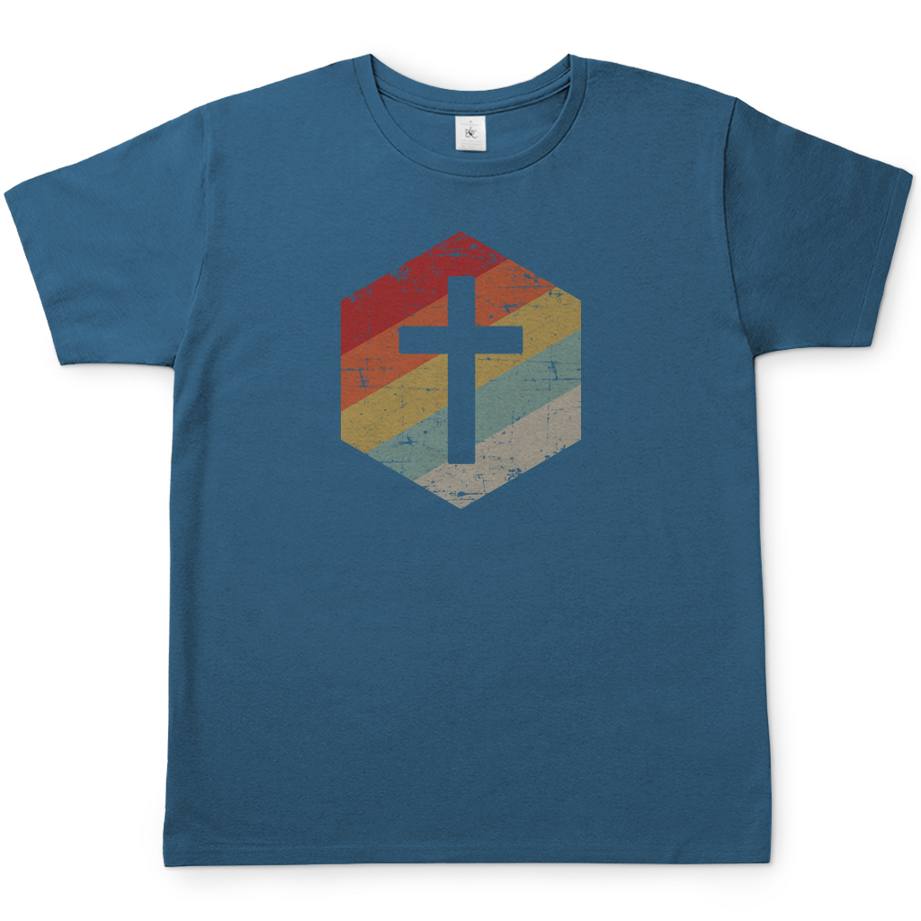 Retro Kreuz christliches Herren T-Shirt