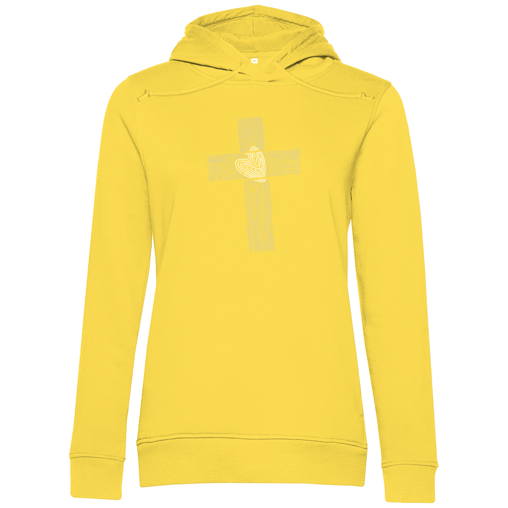 Kreuz mit Herz Damen Premium Bio Hoodie