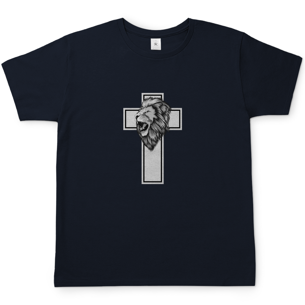 Löwen Kreuz christliches Herren T-Shirt