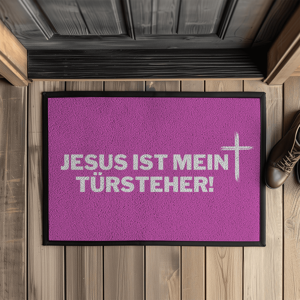 Jesus mein Türsteher christliche Fußmatte mit Gummirand