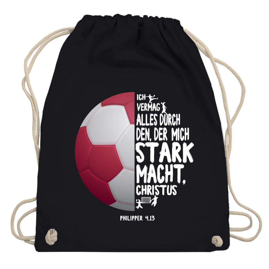 Ich bin stark durch Christus Philipper 4,13 Handball christlicher Turnbeutel