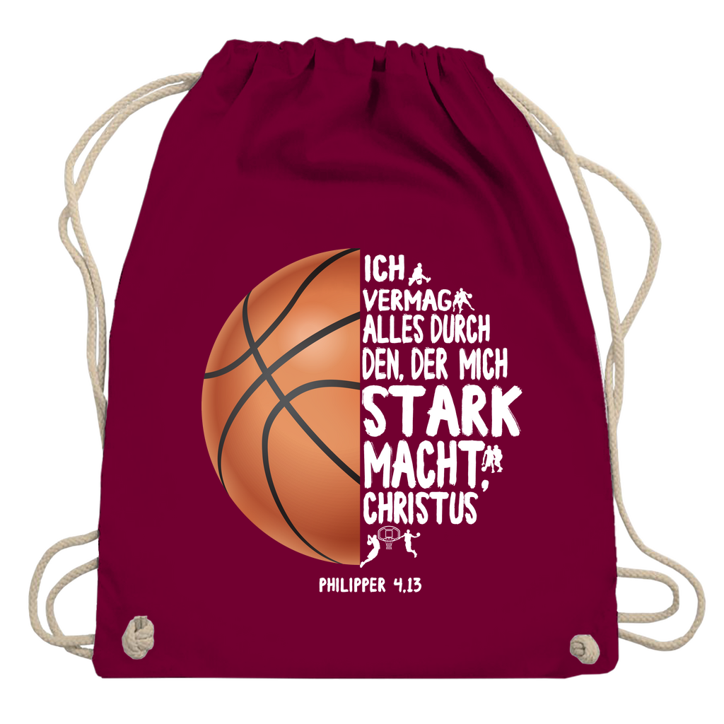 Ich bin stark durch Christus Philipper 4,13 Basketball christlicher Turnbeutel