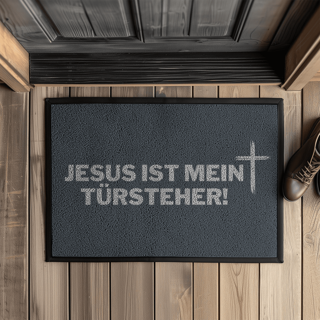 Jesus mein Türsteher christliche Fußmatte mit Gummirand