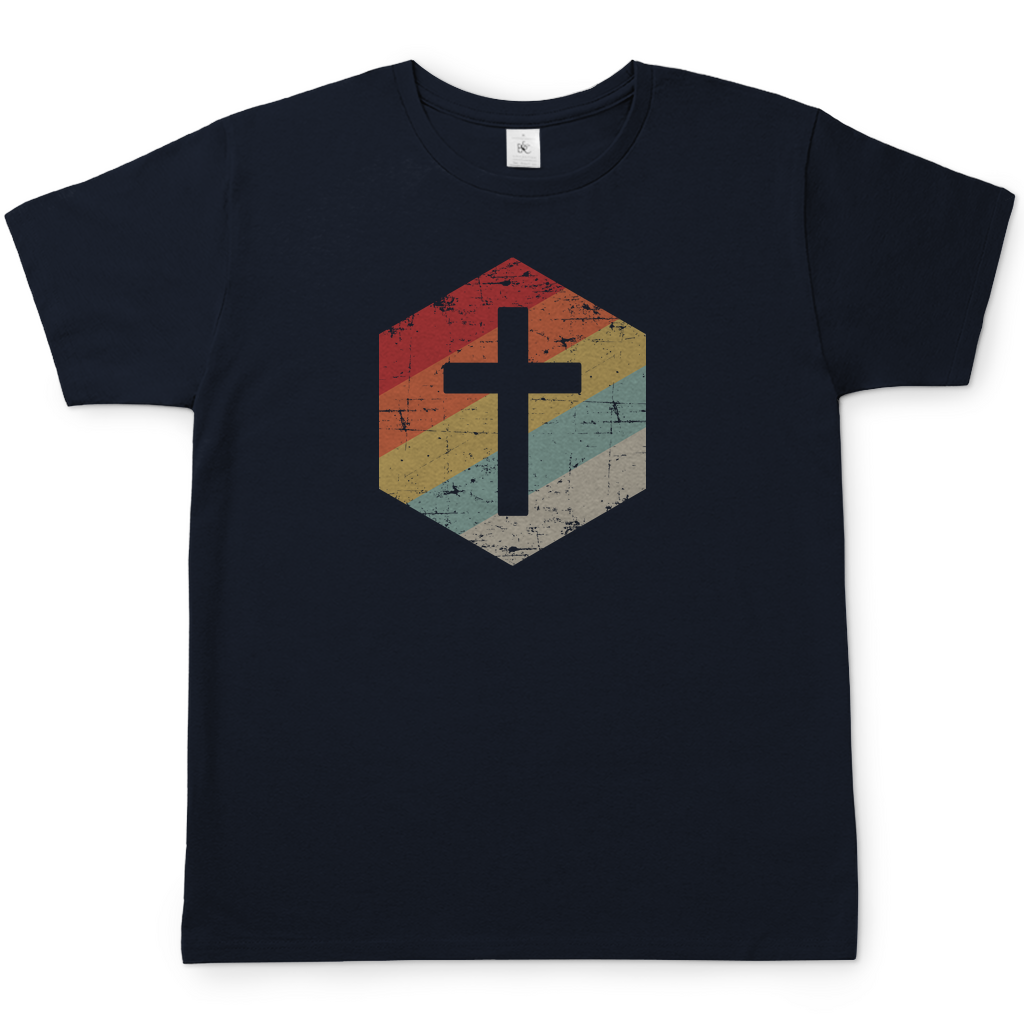 Retro Kreuz christliches Herren T-Shirt