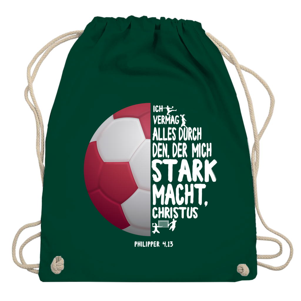 Ich bin stark durch Christus Philipper 4,13 Handball christlicher Turnbeutel