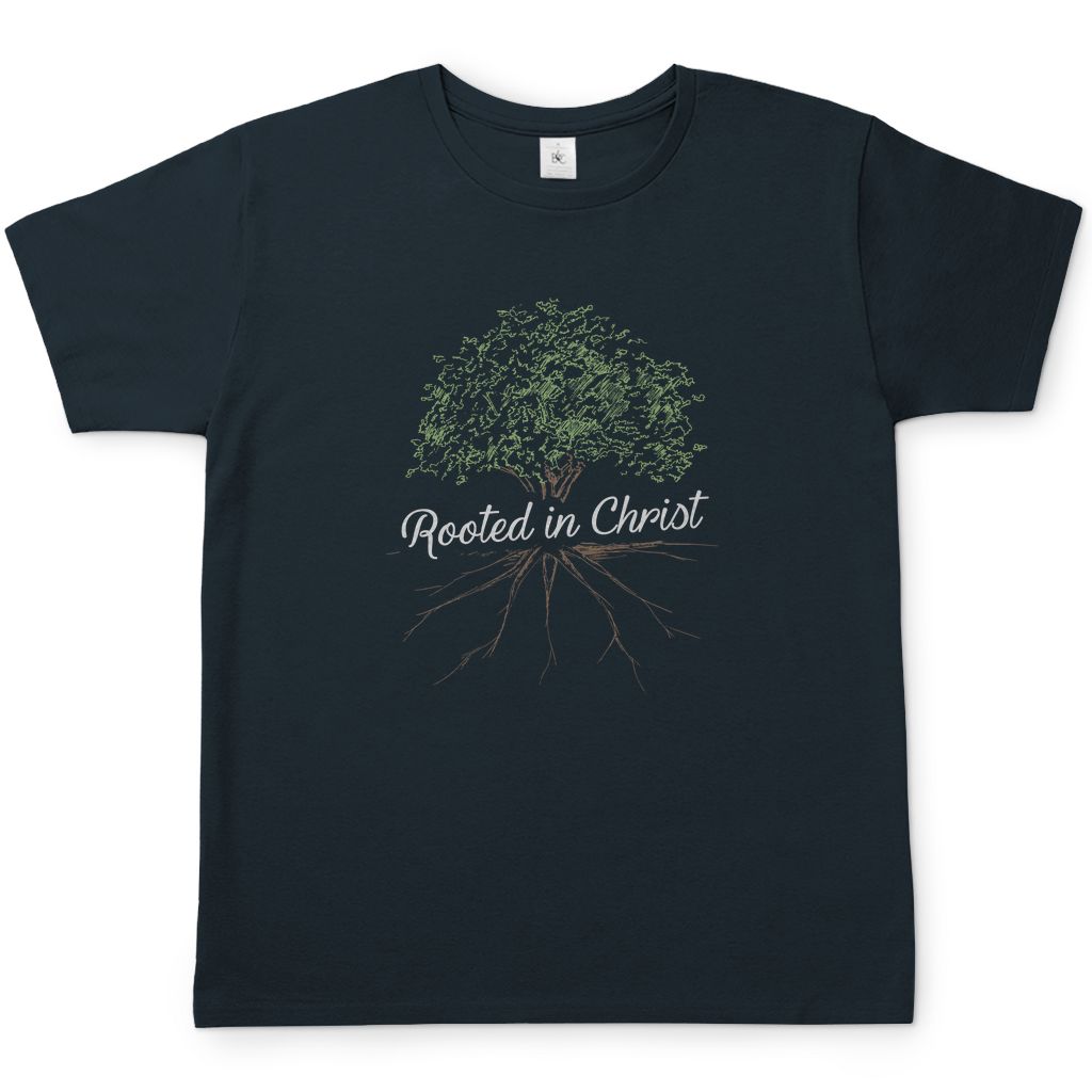 Rooted in Christ christliches Herren T-Shirt