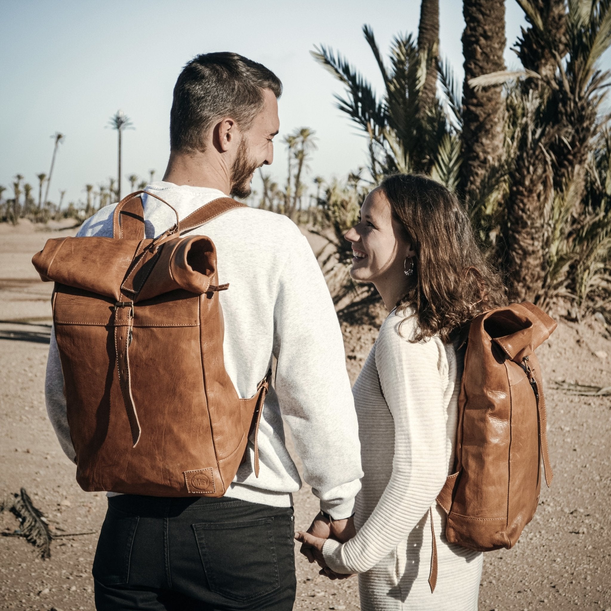 Marrakesch Rolltop-Lederrucksack – Handgefertigter Begleiter für Stadt und Natur